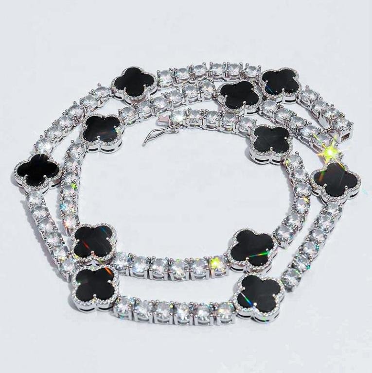 Tennis Chain VVS1 D Moissanite/ Black Agate